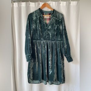 Teal Velvet Anthropologie Dress